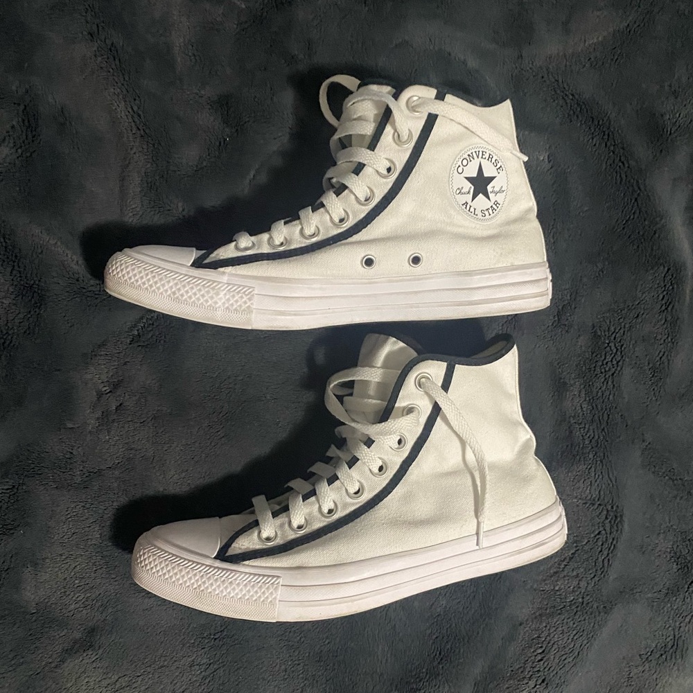 High top white and black converse